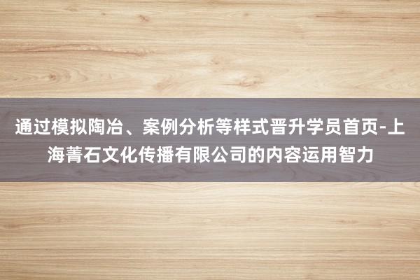 通过模拟陶冶、案例分析等样式晋升学员首页-上海菁石文化传播有限公司的内容运用智力
