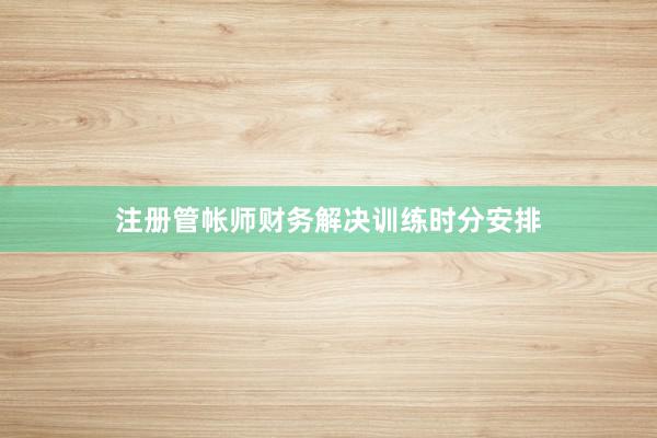 注册管帐师财务解决训练时分安排